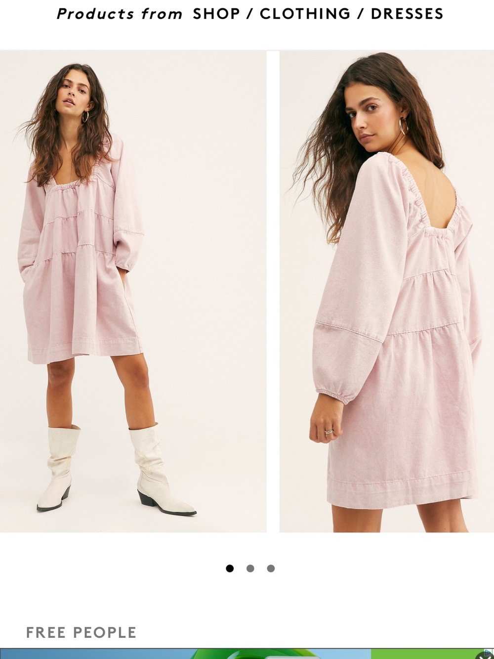 💖 Free People “Lou Jean” Babydoll Dress – Pink Dream (Size Large, NWOT) 💖